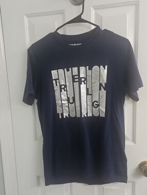 True Religion Navy T‑Shirt with Silver Logo Print